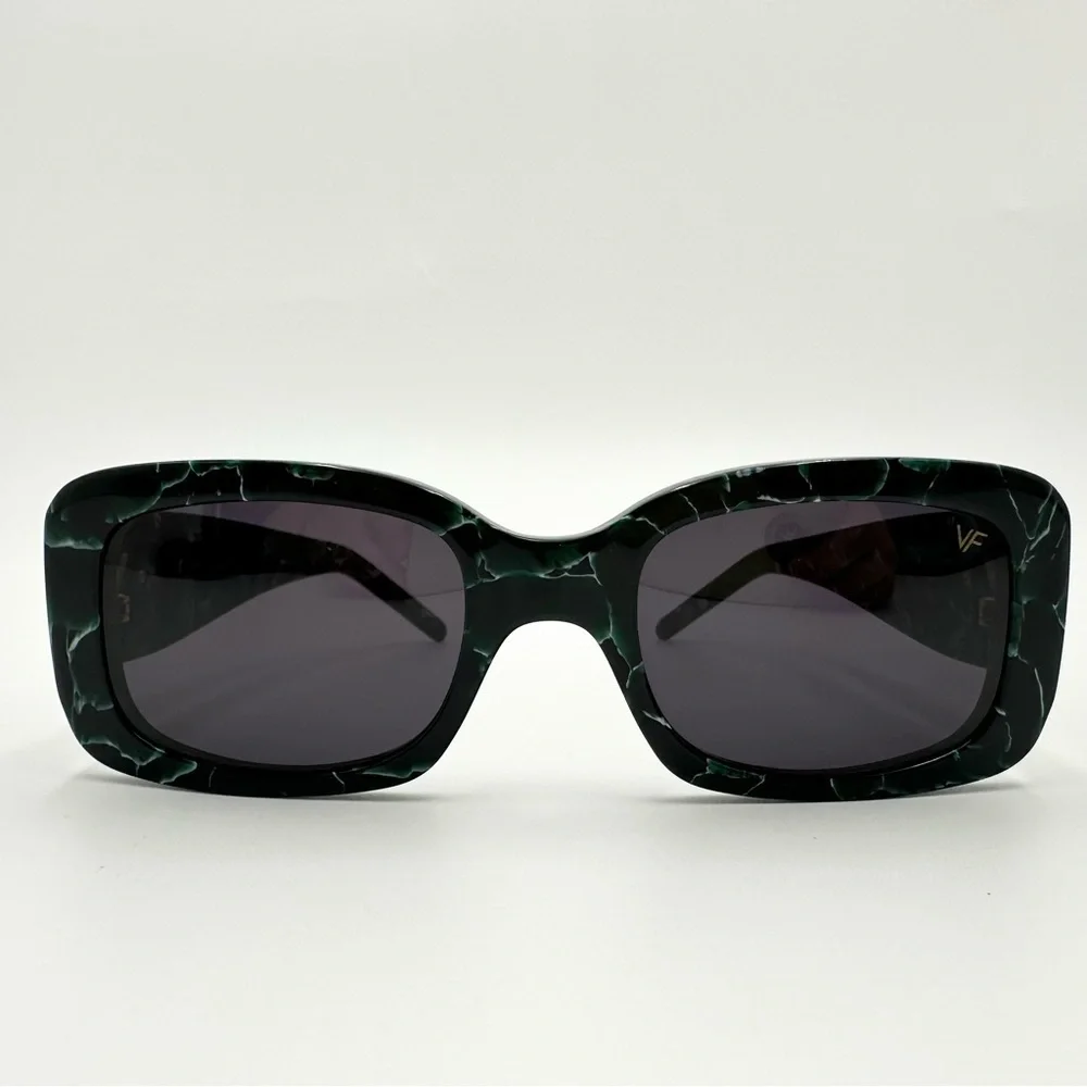 VINTAGE FRAMES COMPANY Vf Godfather Rectangle Sunglasses - Black/Green Marble